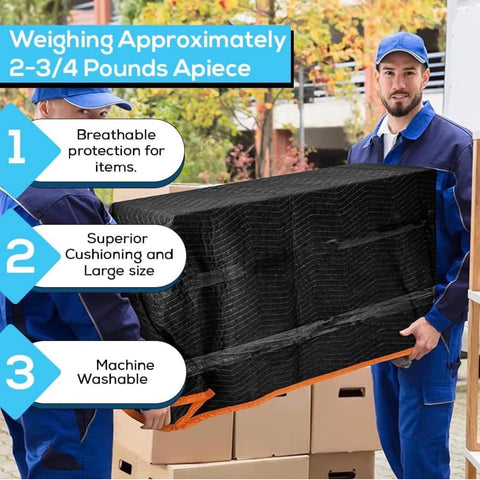 Simpli - Magic Heavy Duty Padded Moving Blankets (12 Pack),Black/Orange - with | Sold by Uncle Wiener's Wholesale