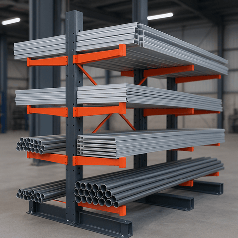 Single & Double - Sided Cantilever Rack | Heavy - Duty Racking – 3300 lbs Capacity - with SINGLE SIDED 3300 LBS CANTILEVER RACK | Sold by Uncle Wiener's Wholesale