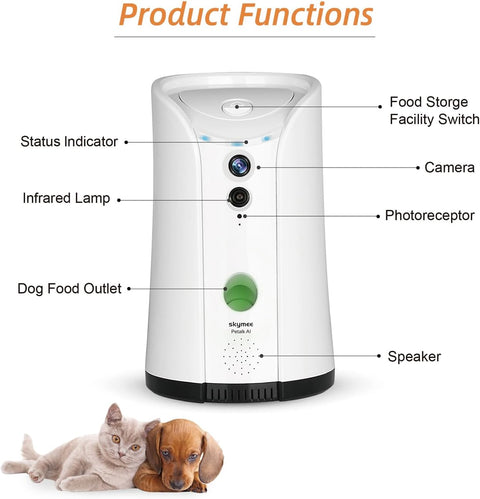SKYMEE Petalk AI Dog Camera Automatic Treat Dispenser, 5G&2.4G WiFi HD Pet Camera, Remote Treat Tossing - with | Sold by Uncle Wiener's Wholesale