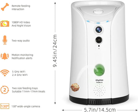 SKYMEE Petalk AI Dog Camera Automatic Treat Dispenser, 5G&2.4G WiFi HD Pet Camera, Remote Treat Tossing - with | Sold by Uncle Wiener's Wholesale