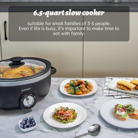 Slow Cooker 6+ Quart Black Uniform Heating,Non Stick Pot,Aluminum,6.5Qt Slow Cooker Makes Your Food More Delicious.Suitable as a Gift for Wives,Parents,and Friends - with | Sold by Uncle Wiener's Wholesale