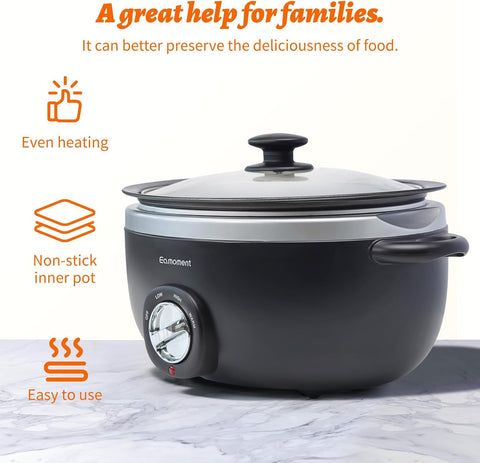 Slow Cooker 6+ Quart Black Uniform Heating,Non Stick Pot,Aluminum,6.5Qt Slow Cooker Makes Your Food More Delicious.Suitable as a Gift for Wives,Parents,and Friends - with | Sold by Uncle Wiener's Wholesale