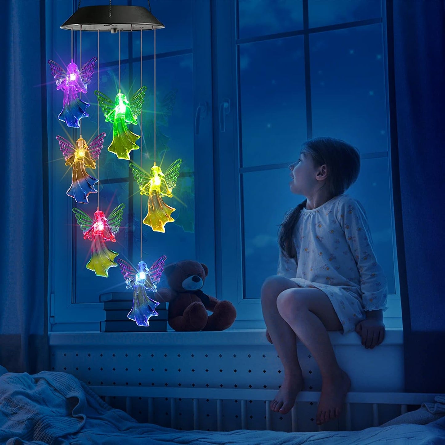 Solar Angel Wind Chime – Color Changing LED Outdoor Hanging Garden Light 5123H - with | Sold by Uncle Wiener's Wholesale