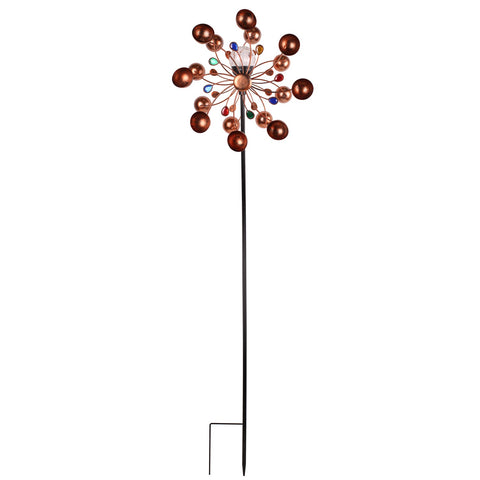 Solar Garden Metal Wind Spinner Windmill – Colorful Outdoor Yard Decor | SKU: 517044 - with | Sold by Uncle Wiener's Wholesale