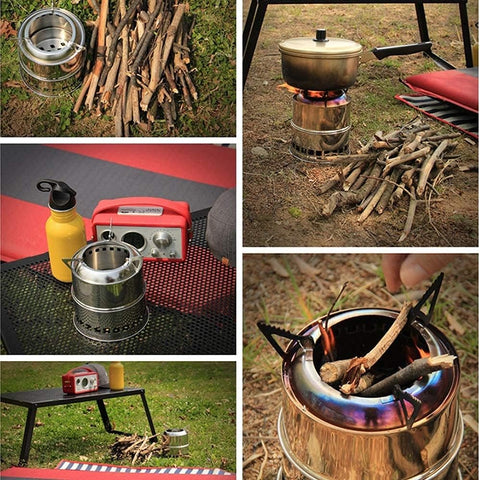Stainless Steel Wood - Burning Camping Stove – Portable Outdoor Cooking & Heating S1316 - with | Sold by Uncle Wiener's Wholesale