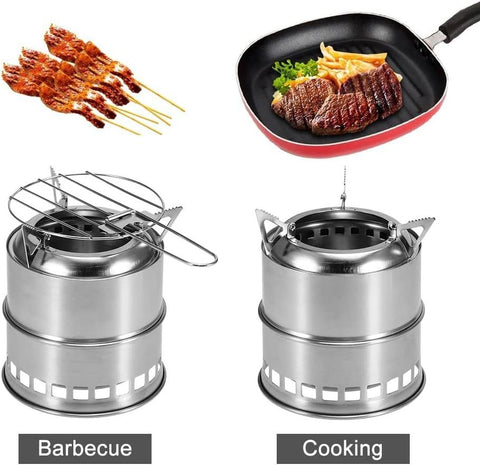 Stainless Steel Wood - Burning Camping Stove – Portable Outdoor Cooking & Heating S1316 - with | Sold by Uncle Wiener's Wholesale