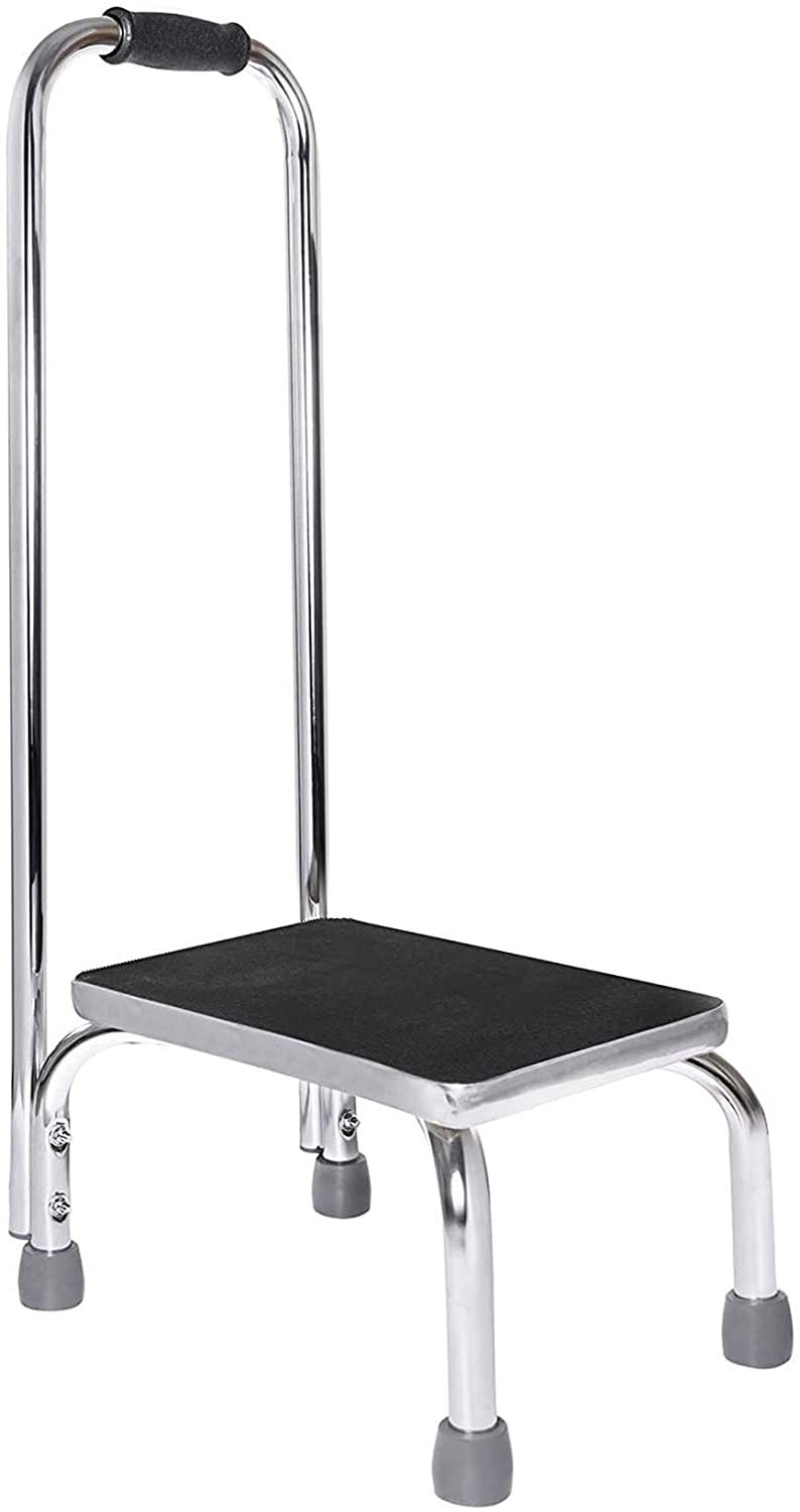 Steel Foot Stool with Handle – Non - Slip Rubber Platform, 28×40cm Heavy - Duty Step Stool S3048 - with | Sold by Uncle Wiener's Wholesale