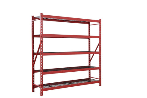 Steel Garage Storage Rack β 3, 4, 5 - Tier Heavy - Duty Industrial Shelving Units - Garage & Industrial Shelving Units with 5 Layer Red Racking 90" W x 24" D x 90" H | Sold by Uncle Wiener's Wholesale