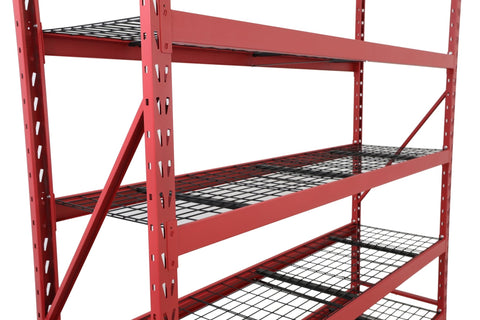 Steel Garage Storage Rack β 3, 4, 5 - Tier Heavy - Duty Industrial Shelving Units - Garage & Industrial Shelving Units with 5 Layer Red Racking 90" W x 24" D x 90" H | Sold by Uncle Wiener's Wholesale