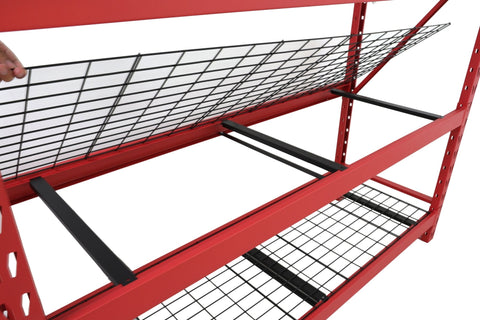 Steel Garage Storage Rack β 3, 4, 5 - Tier Heavy - Duty Industrial Shelving Units - Garage & Industrial Shelving Units with 4 Layer Red Racking 77" W x 24" D x 72" H | Sold by Uncle Wiener's Wholesale