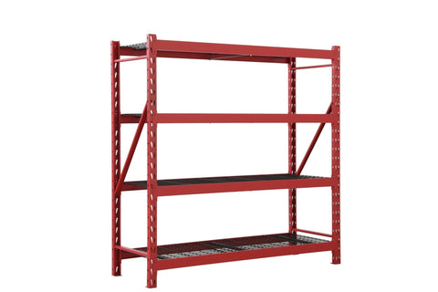 Steel Garage Storage Rack β 3, 4, 5 - Tier Heavy - Duty Industrial Shelving Units - Garage & Industrial Shelving Units with 4 Layer Red Racking 77" W x 24" D x 72" H | Sold by Uncle Wiener's Wholesale