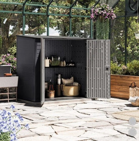 Suncast 7x4 Modern Resin Storage Shed – Durable Outdoor Organizer | CO11235 - with | Sold by Uncle Wiener's Wholesale