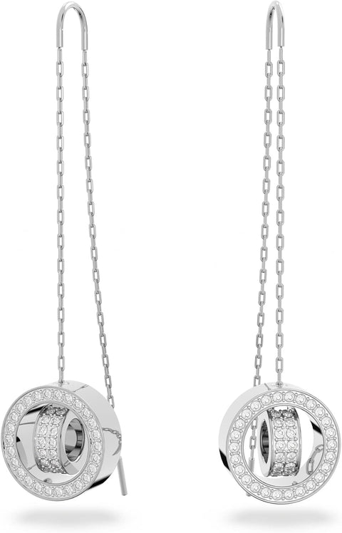 Swarovski Hollow Drop Earrings, Long, White, Rhodium Finish - with | Sold by Uncle Wiener's Wholesale