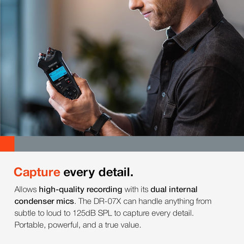 Tascam DR - 07X Stereo Handheld Digital Audio Portable Recorder and USB Audio Interface, Pro Field, AV, Music, Dictation Recorder - with | Sold by Uncle Wiener's Wholesale