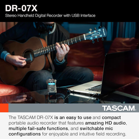 Tascam DR - 07X Stereo Handheld Digital Audio Portable Recorder and USB Audio Interface, Pro Field, AV, Music, Dictation Recorder - with | Sold by Uncle Wiener's Wholesale