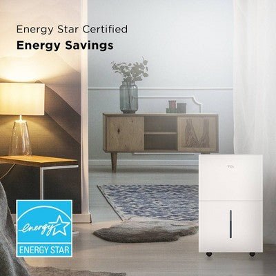 TCL 4500sqft Smart Dehumidifier Energy Star Most Efficient 2024 50 Pints Per Day (H50D44W) - with Dimensions (Overall): 24 Inches (H) x 15.4 Inches (W) x 10.6 Inches (D) | Sold by Uncle Wiener's Wholesale