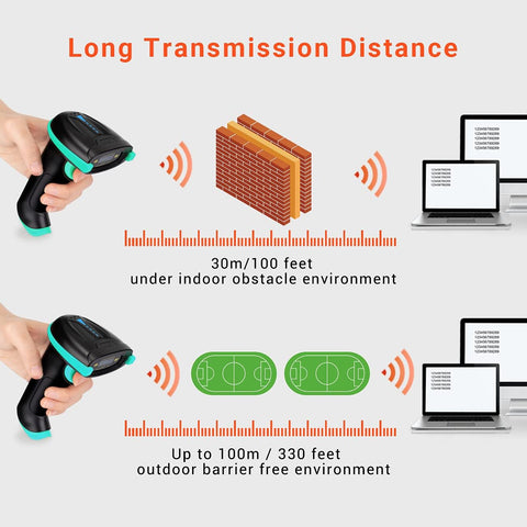 Tera Barcode Scanner 1D Wireless with Battery Level Indicator Versatile 2 - in - 1 (2.4Ghz Wireless+USB 2.0 Wired) 328 Feet Transmission Distance Rechargeable Barcode Reader USB Handheld Bar Code Scanner - with | Sold by Uncle Wiener's Wholesale
