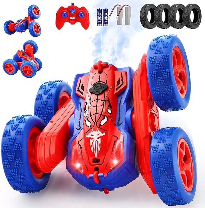 Terucle 360° Double-Sided RC Stunt Car with Headlights – 4WD Remote Control Toy for Kids - Toys with Spider | Sold by Uncle Wiener's Wholesale