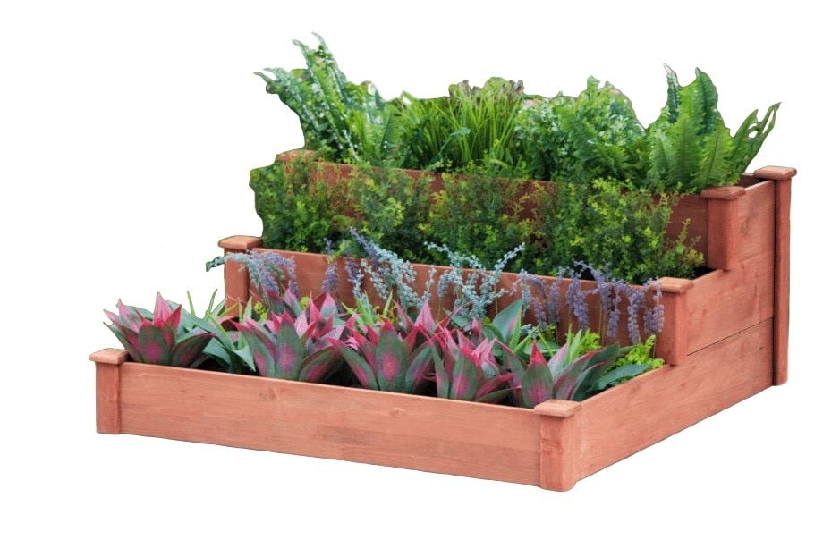 Three - Tier Fir Wood Garden Planter Box – 49″×49″×21″ Raised Bed RGB4848 - with | Sold by Uncle Wiener's Wholesale