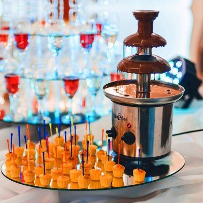 Total Chef 1.5 lbs 3 Tier Chocolate Fondue Fountain - with Dimensions (Overall): 16 Inches (H) x 9.5 Inches (W) x 7.5 Inches (D) | Sold by Uncle Wiener's Wholesale
