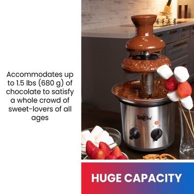 Total Chef 1.5 lbs 3 Tier Chocolate Fondue Fountain - with Dimensions (Overall): 16 Inches (H) x 9.5 Inches (W) x 7.5 Inches (D) | Sold by Uncle Wiener's Wholesale