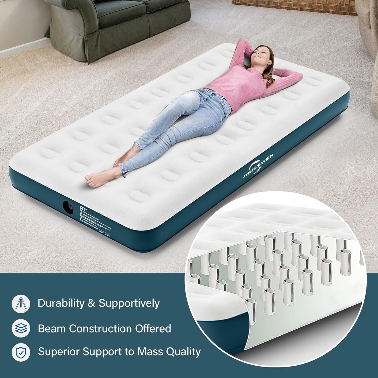 Twin Size Inflatable Air Mattress 75″ × 39″ × 10″ Lightweight Air Bed JSHE004T - with | Sold by Uncle Wiener's Wholesale