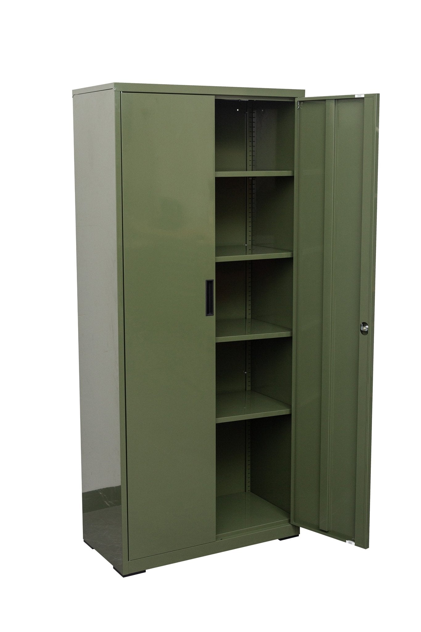 Two Door Metal Storage Cabinet – Lockable with Adjustable Shelves - with Olive Green | Sold by Uncle Wiener's Wholesale