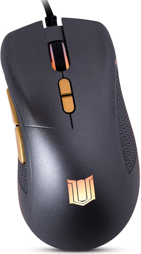 Unbreakable Gaming Souris de jeu filaire M - 1 : légère, haute performance – Capteur réglable jusqu'à 12 000 DPI – Forme ergonomique confortable et prise en main texturée – Gris acier avec LED et - with | Sold by Uncle Wiener's Wholesale