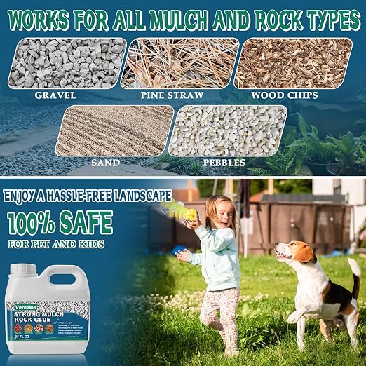 Vereclue Mulch & Gravel Glue 35 oz – Fast-Drying Clear Landscape Rock Binder for Gravel, Mulch, Pebbles & Decorative Stone - Garden & Landscaping with | Sold by Uncle Wiener's Wholesale