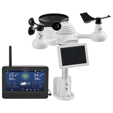 VEVOR 7 - in - 1 Wireless Weather Station with Wi - Fi, 7" TFT Colorful Display, Solar - Powered Outdoor Sensor, Indoor & Outdoor Monitoring, Includes Temperature, Humidity, Wind Speed/Direction, and Rainfall - with | Sold by Uncle Wiener's Wholesale
