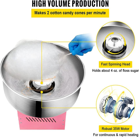 VEVOR Commercial Cotton Candy Machine Electric Floss Maker 1030W for Family and Various Party - with | Sold by Uncle Wiener's Wholesale