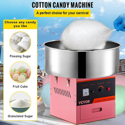 VEVOR Commercial Cotton Candy Machine Electric Floss Maker 1030W for Family and Various Party - with | Sold by Uncle Wiener's Wholesale