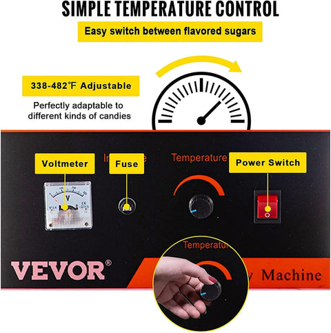 VEVOR Commercial Cotton Candy Machine Electric Floss Maker 1030W for Family and Various Party - with | Sold by Uncle Wiener's Wholesale