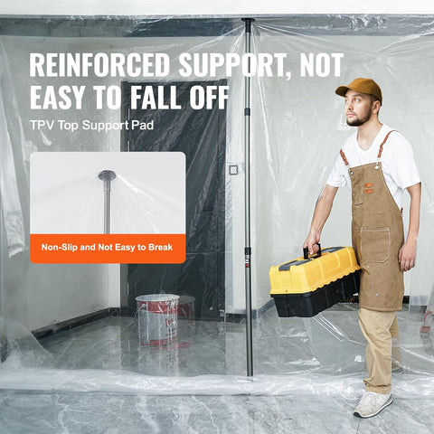 VEVOR Dust Barrier Poles, 10 Ft Poles with 4 Telescoping Poles, Carry Bag, and 32.8x13.12 Ft Plastic Film, for Interior Decoration and Painting Projects - with | Sold by Uncle Wiener's Wholesale