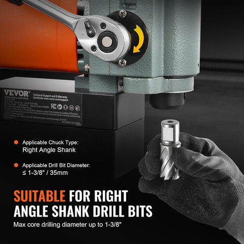 VEVOR Low Profile Magnetic Drill 1300 W, Magnetic Column Drill Max. 35 mm Drilling Diameter with Cooling Device and Overload Protection, for Construction - with | Sold by Uncle Wiener's Wholesale