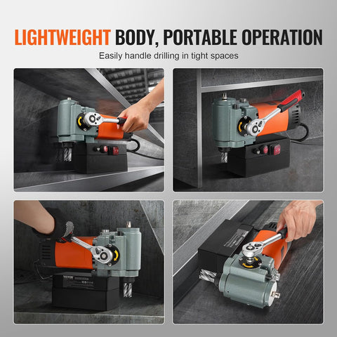 VEVOR Low Profile Magnetic Drill 1300 W, Magnetic Column Drill Max. 35 mm Drilling Diameter with Cooling Device and Overload Protection, for Construction - with | Sold by Uncle Wiener's Wholesale