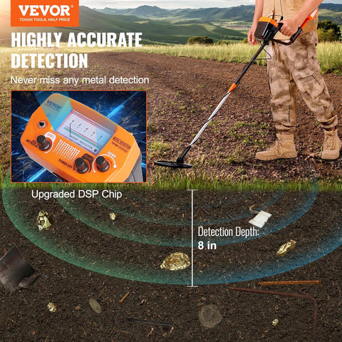 VEVOR Metal Detector Kit for Adults, Multifunctional Professional Detector with 2 Modes, Metal Detector, Waterproof 8 Inch Coil for Greater Depth, with Shovel and Carry Bag - with | Sold by Uncle Wiener's Wholesale