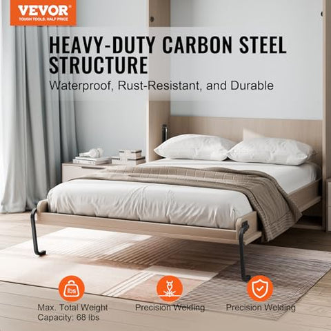 VEVOR Murphy Bed Kit, Queen Size, Vertical Deluxe DIY Wall Bed Mechanical Hardware Kit, Pneumatic Lever Heavy Duty Bed Frame Support, Folding Cabinet Wall Bed Space Saving Design for Guestroom - with | Sold by Uncle Wiener's Wholesale