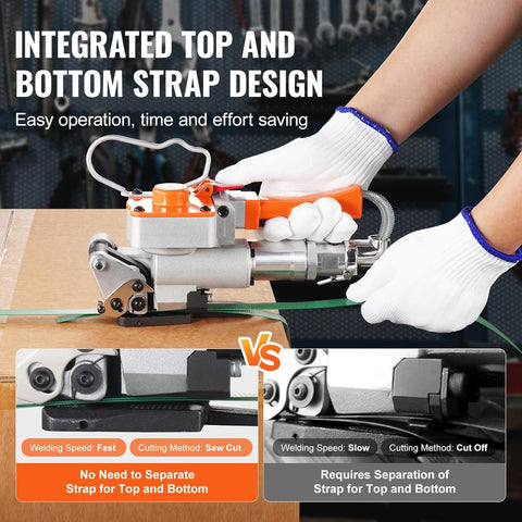 VEVOR Pneumatic Strapping Tool, for 1/2" - 3/4" Width PET Plastic Belt, Packaging Strapping Machine, Handheld Baler Automatic Packaging Machine with 3500N Max Tension, Portable Banding Strapping Kit - with | Sold by Uncle Wiener's Wholesale