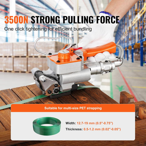 VEVOR Pneumatic Strapping Tool, for 1/2" - 3/4" Width PET Plastic Belt, Packaging Strapping Machine, Handheld Baler Automatic Packaging Machine with 3500N Max Tension, Portable Banding Strapping Kit - with | Sold by Uncle Wiener's Wholesale