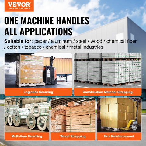 VEVOR Pneumatic Strapping Tool, for 1/2" - 3/4" Width PET Plastic Belt, Packaging Strapping Machine, Handheld Baler Automatic Packaging Machine with 3500N Max Tension, Portable Banding Strapping Kit - with | Sold by Uncle Wiener's Wholesale