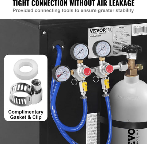VEVOR Triple CO2 Regulator with 3 gauges, brass build, and safety relief valve for keg systems