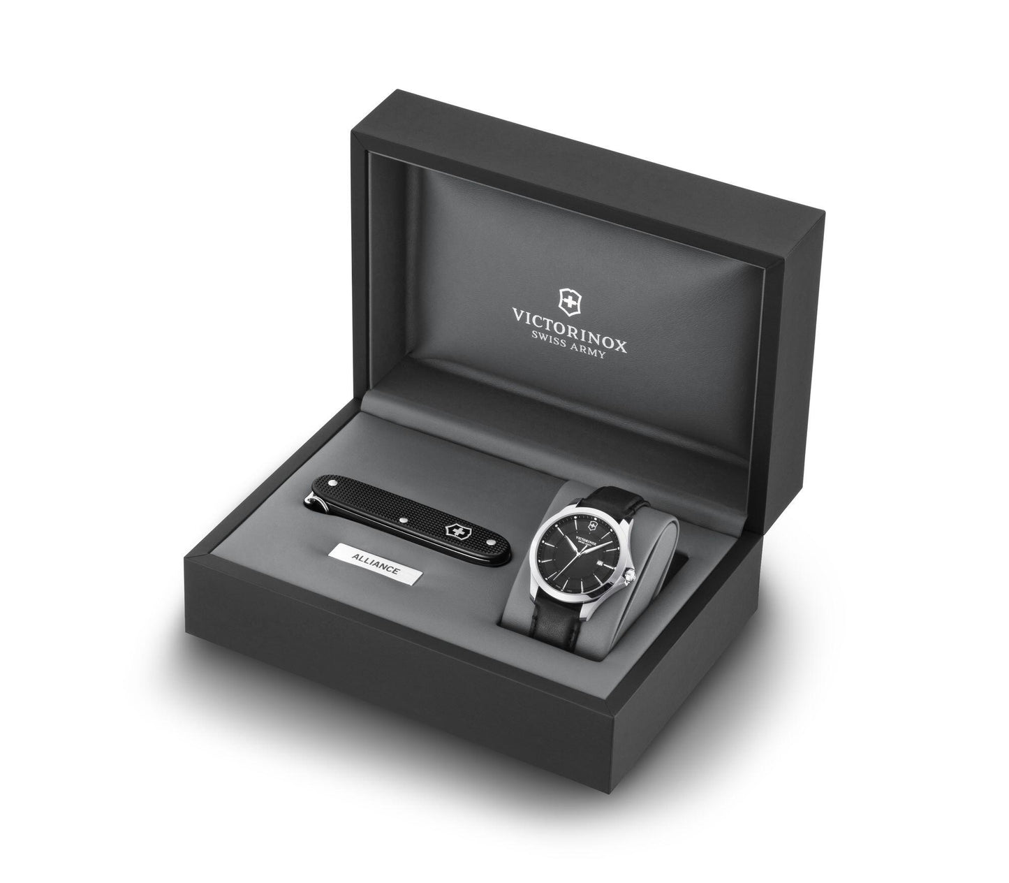 Victorinox Alliance 241904.1 Swiss Made Quartz Watch 40mm Black Dial Black Leather Strap - with | Sold by Uncle Wiener's Wholesale