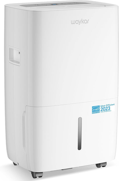 Waykar 120 Pints Energy Star Dehumidifier for Spaces up to 5,000 Sq. Ft at Home, in Basements and Large Rooms with Drain Hose and 1.14 Gallons Water Tank (JD025CE - 120) - with White | Sold by Uncle Wiener's Wholesale