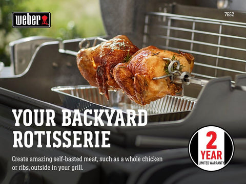 Weber 7652 Rotisserie for Use with Genesis II & II LX 2 & 3 Burner 300 Series Grills - with Genesis II 200/300 | Sold by Uncle Wiener's Wholesale