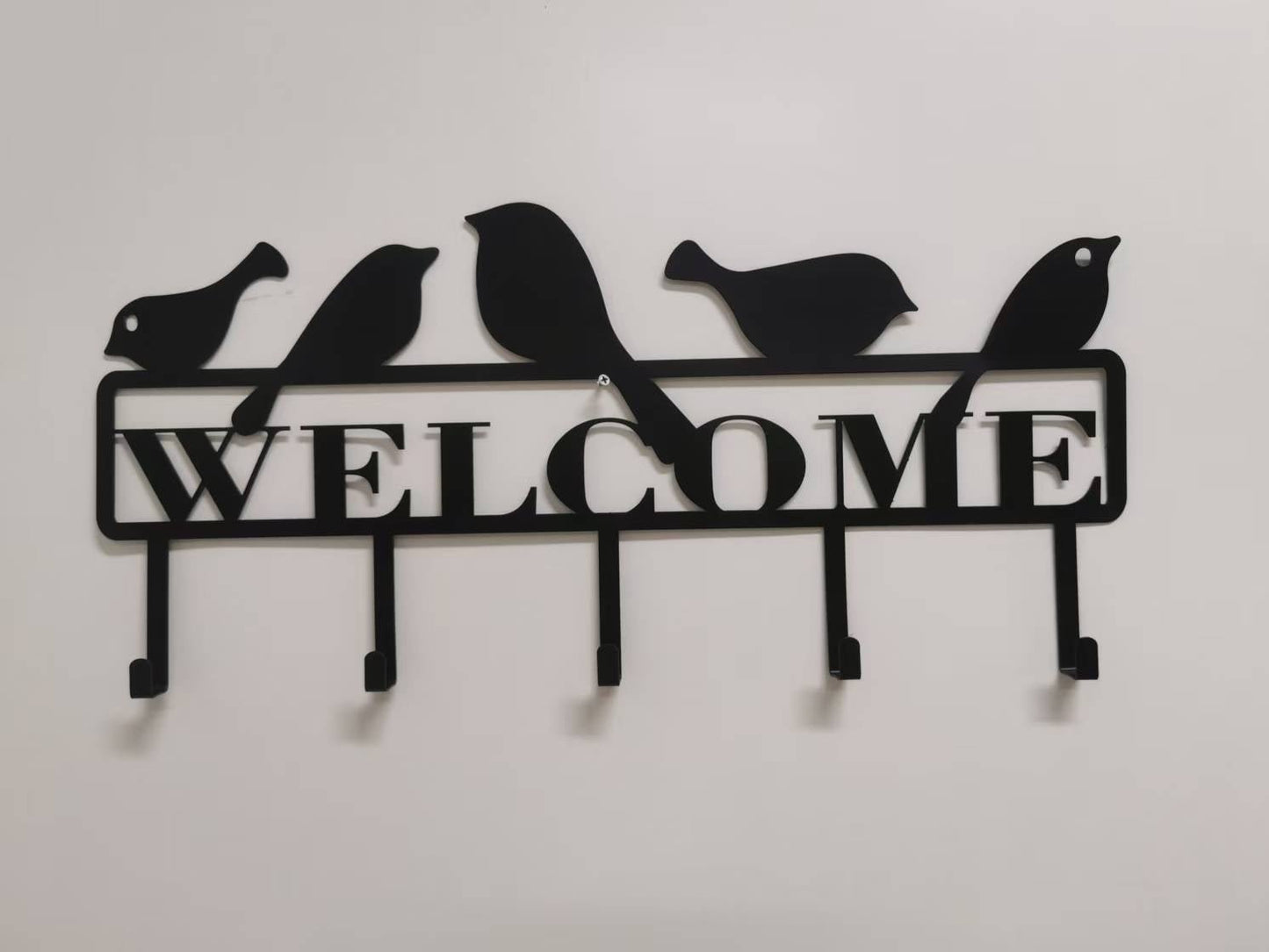 Welcome Bird Design Metal Wall Hook – Decorative 24"x11" Iron Hanger Rack H0761 - with | Sold by Uncle Wiener's Wholesale