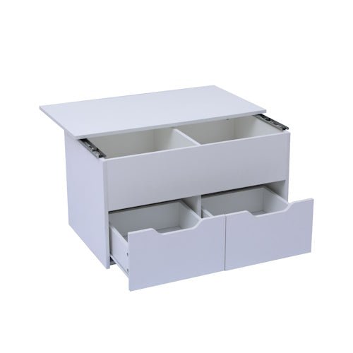 White Sliding Coffee Table with 2 Drawers Storage Shelf 33.5" CFT285 - with | Sold by Uncle Wiener's Wholesale