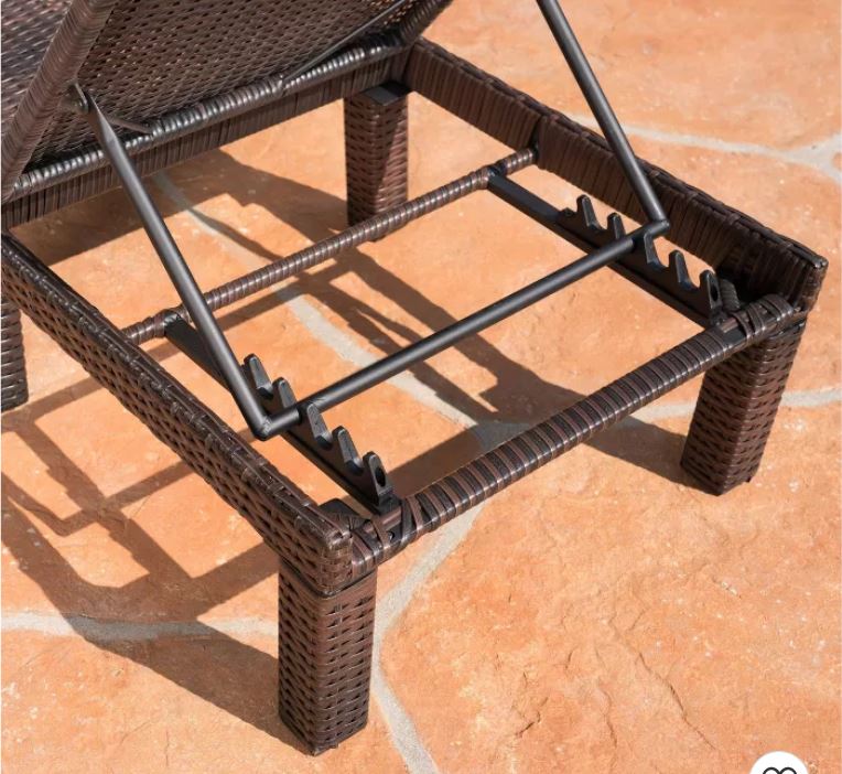 Wicker Patio Chaise Lounge – Adjustable Outdoor Recliner with Iron Frame 726633 - with | Sold by Uncle Wiener's Wholesale