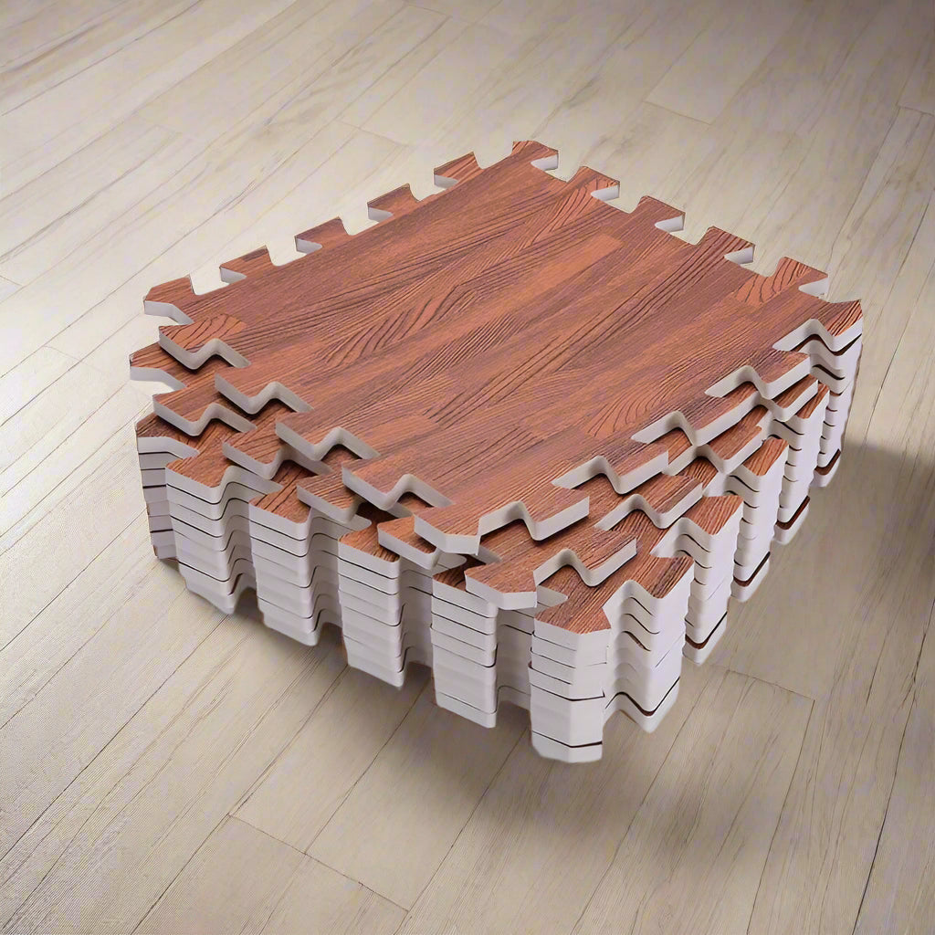Wood Grain EVA Interlocking Foam Floor Tiles – Anti-Fatigue Mats
