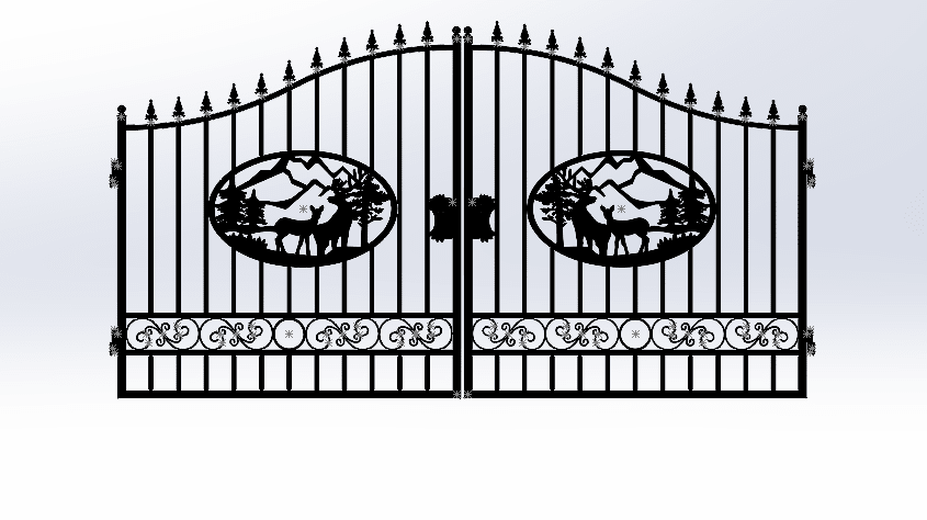 Wrought Iron Driveway Entry Gates – Durable & Decorative, Available in Multiple Sizes & Styles - Fencing with DEER 14 FT | Sold by Uncle Wiener's Wholesale